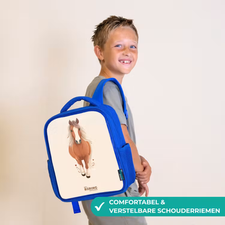 Kinderrugzak - Blauw - Bruin paard in gallop — 4