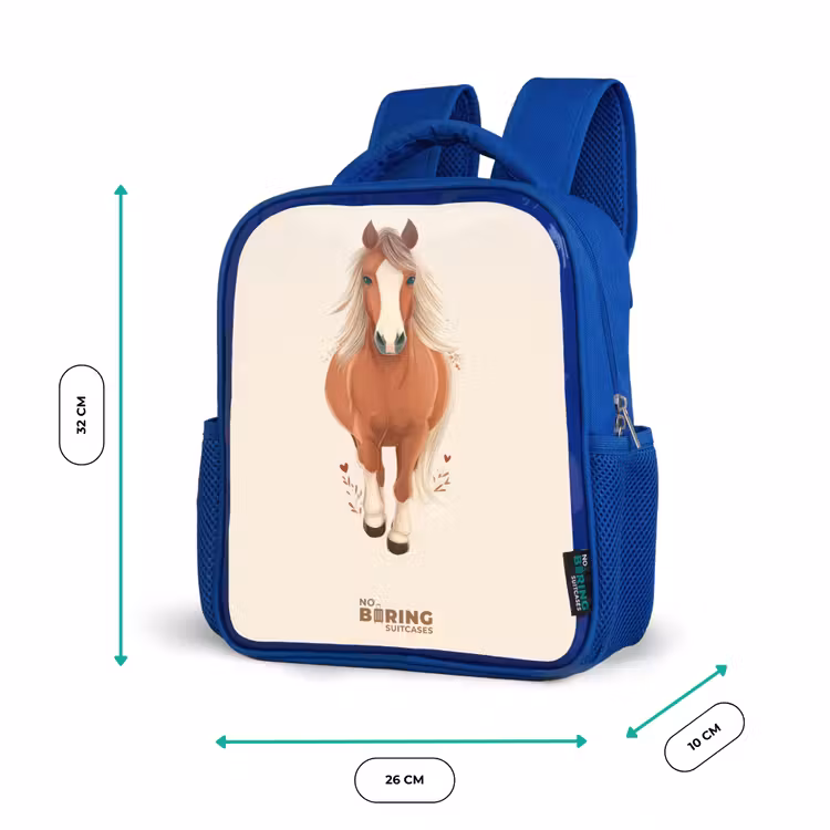 Kinderrugzak - Blauw - Bruin paard in gallop — 5