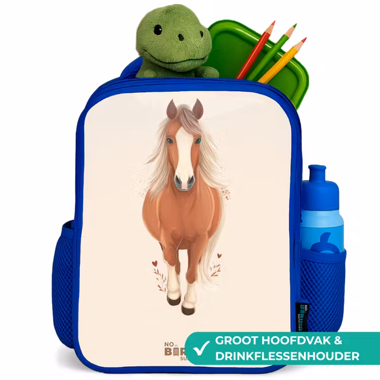 Kinderrugzak - Blauw - Bruin paard in gallop — 6