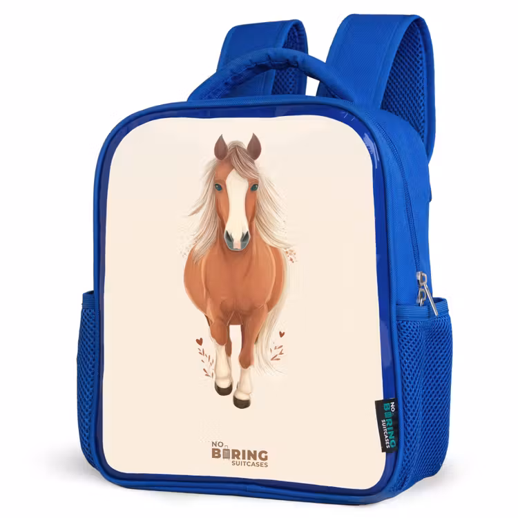 Kinderrugzak - Blauw - Bruin paard in gallop — 7