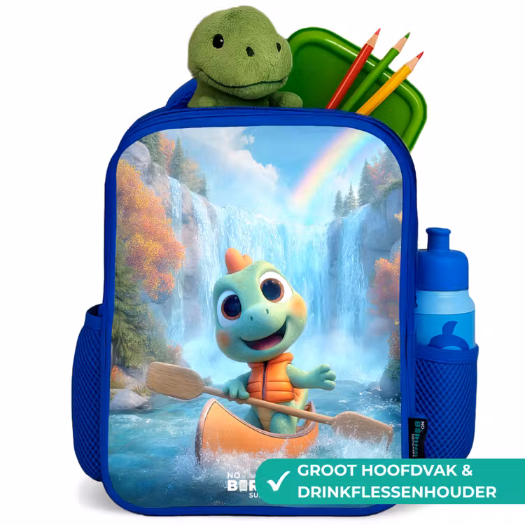 Kinderrugzak - Blauw - Dino - Natuur - Waterval — 6