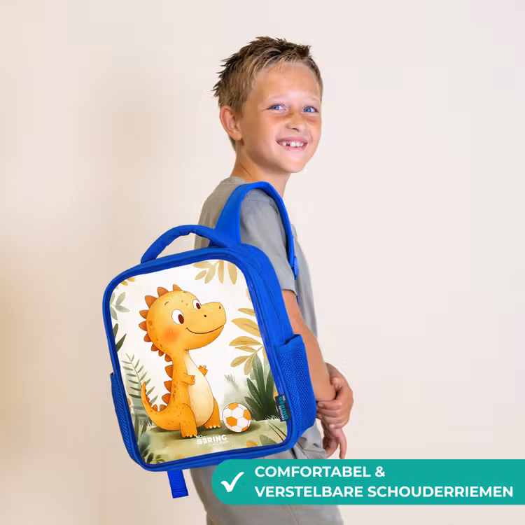 Kinderrugzak - Blauw - Dino - Voetbal - Oranje — 4