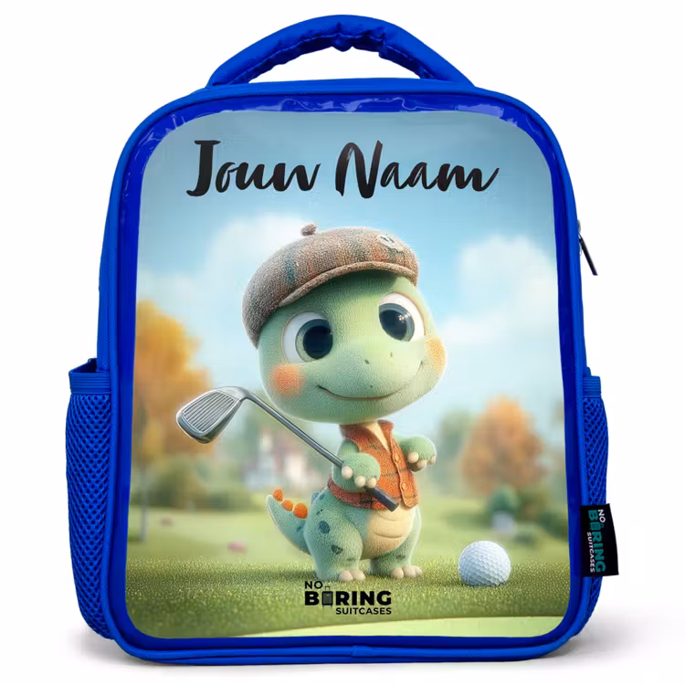 Kinderrugzak met naam - Blauw - Golf - Dino - Groen — 1