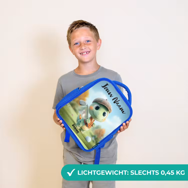 Kinderrugzak met naam - Blauw - Golf - Dino - Groen — 2