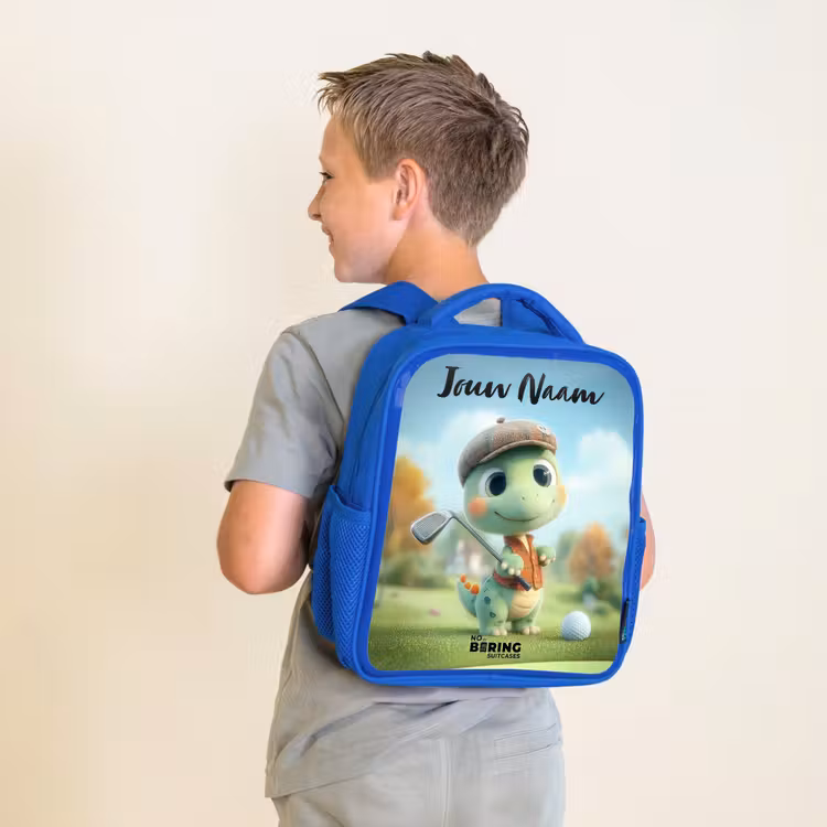Kinderrugzak met naam - Blauw - Golf - Dino - Groen — 3