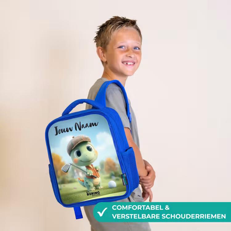 Kinderrugzak met naam - Blauw - Golf - Dino - Groen — 4