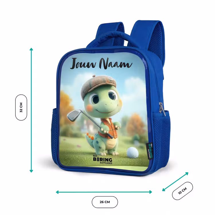 Kinderrugzak met naam - Blauw - Golf - Dino - Groen — 5