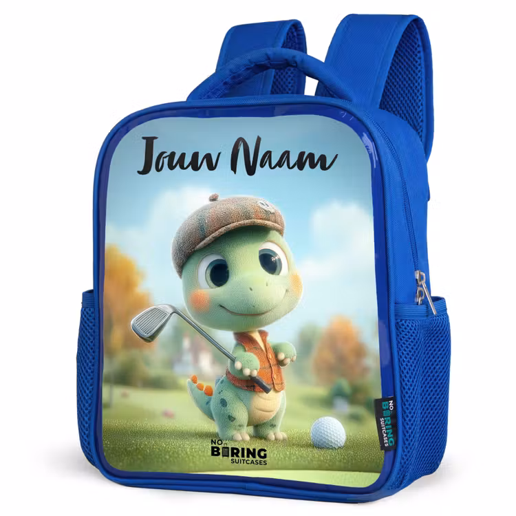 Kinderrugzak met naam - Blauw - Golf - Dino - Groen — 7
