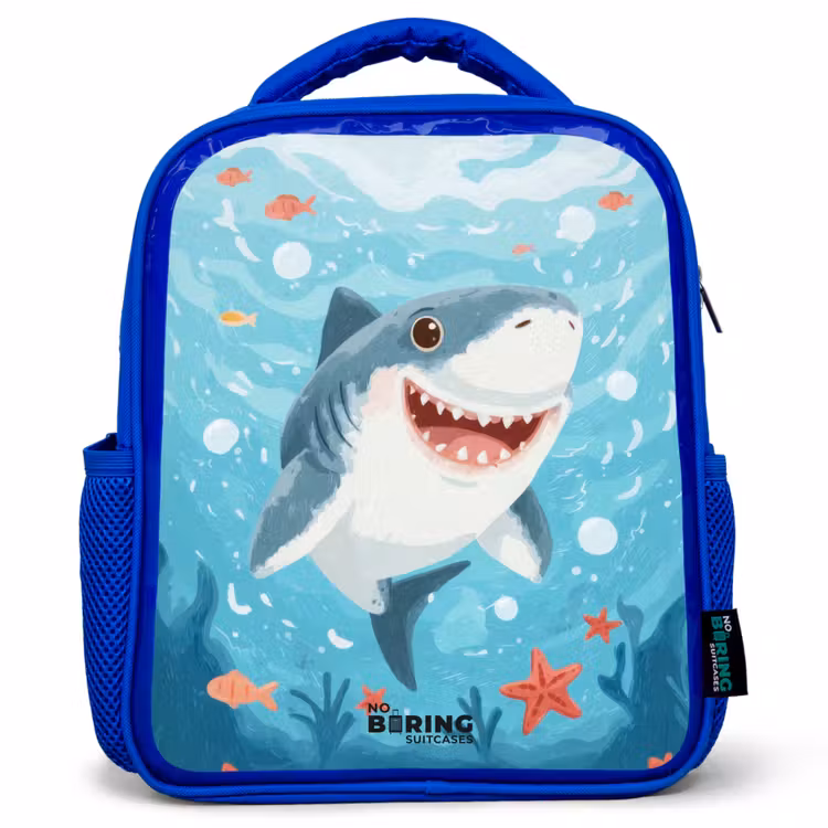 Kinderrugzak met naam - Blauw - Haai - Water - Zee — 1