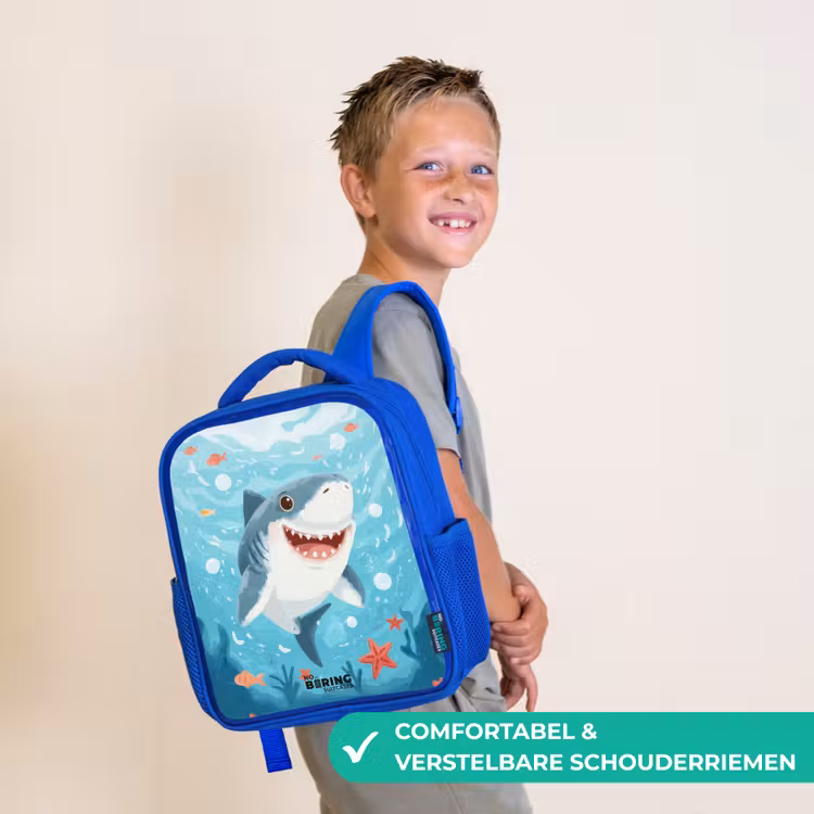 Kinderrugzak met naam - Blauw - Haai - Water - Zee — 4