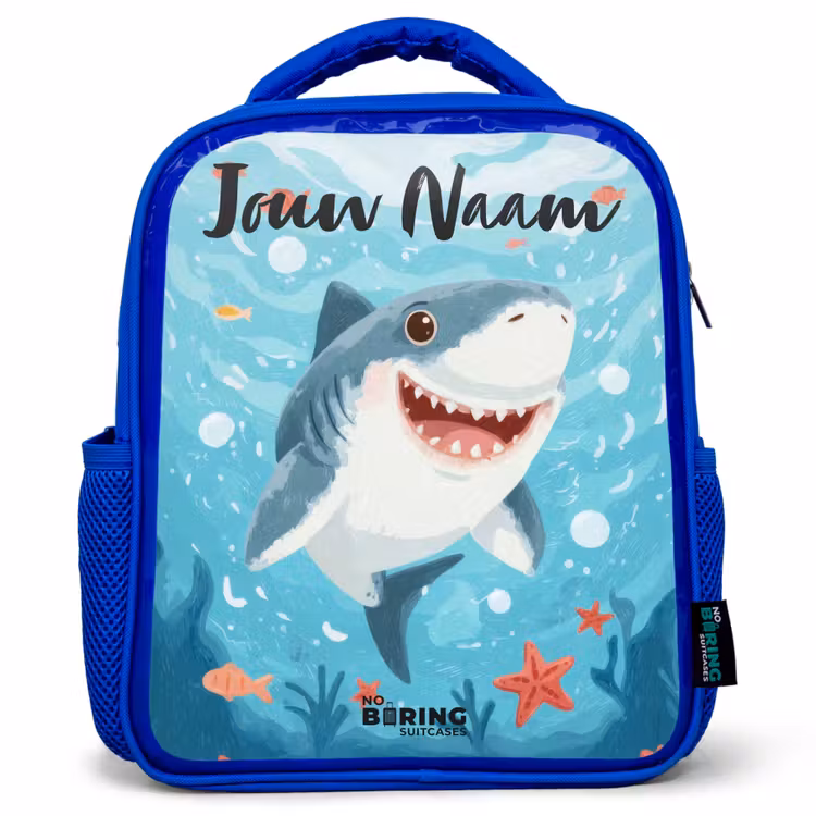 Kinderrugzak met naam - Blauw - Haai - Water - Zee — 1