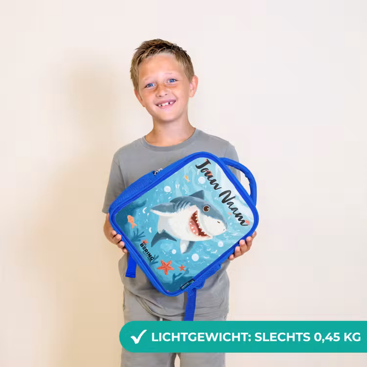 Kinderrugzak met naam - Blauw - Haai - Water - Zee — 2