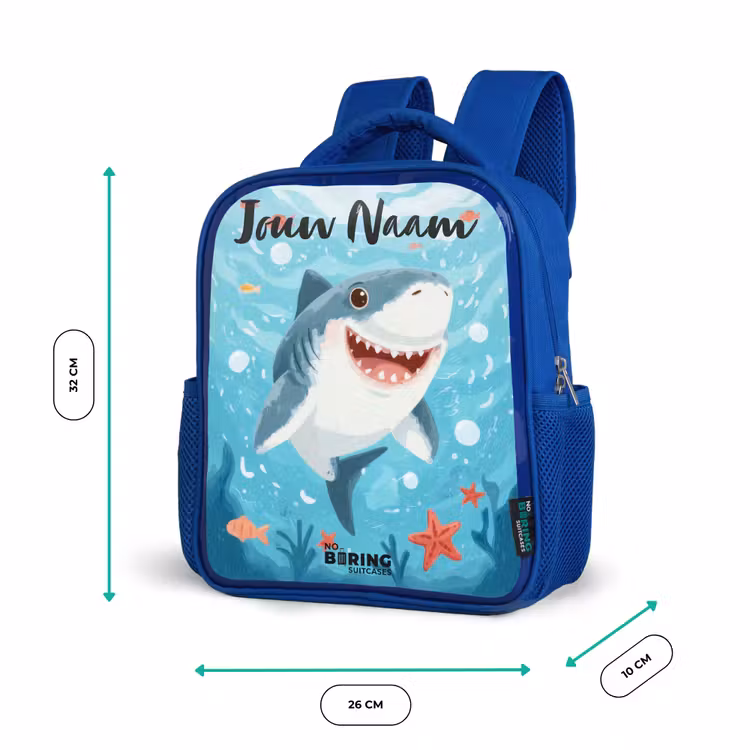 Kinderrugzak met naam - Blauw - Haai - Water - Zee — 5