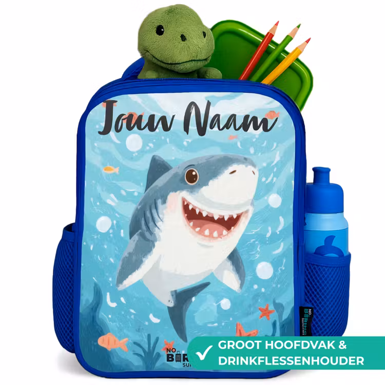 Kinderrugzak met naam - Blauw - Haai - Water - Zee — 6