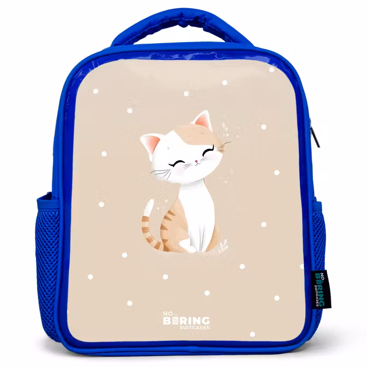 Kinderrugzak - Blauw - Kat omringd door beige stippen — 1