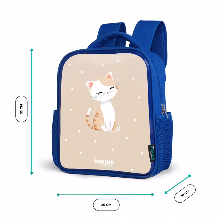 Kinderrugzak - Blauw - Kat omringd door beige stippen — 5