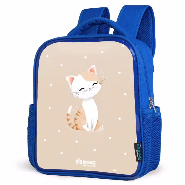 Kinderrugzak - Blauw - Kat omringd door beige stippen — 7