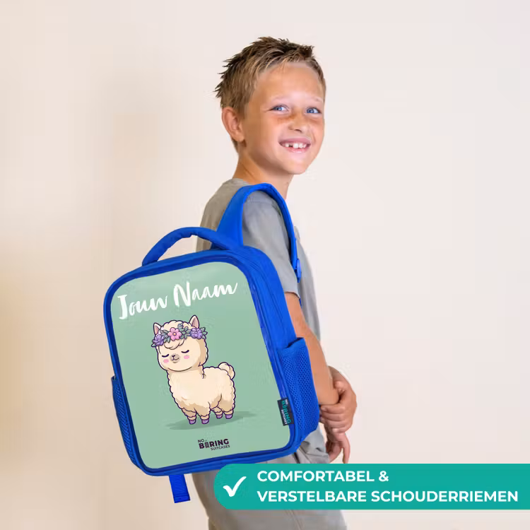 Kinderrugzak met naam - Blauw - Kawai - Alpaca - Groen β 4