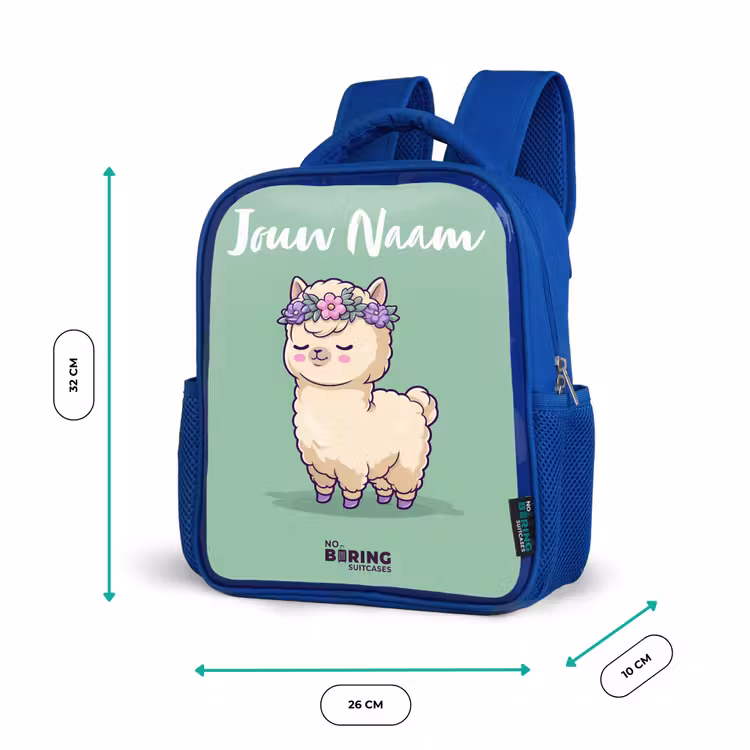 Kinderrugzak met naam - Blauw - Kawai - Alpaca - Groen β 5