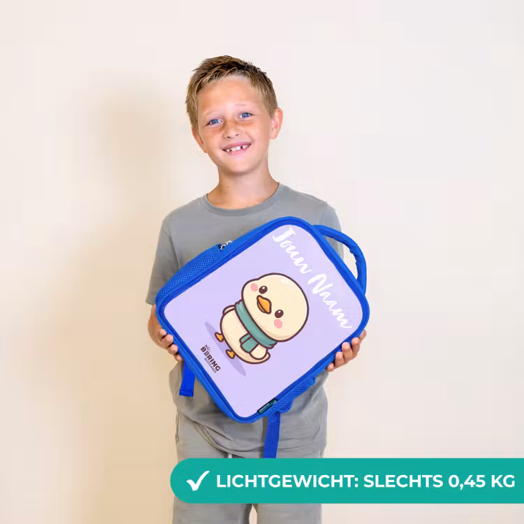 Kinderrugzak met naam - Blauw - Kawai - Eend - Sjaal — 2