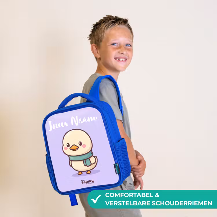 Kinderrugzak met naam - Blauw - Kawai - Eend - Sjaal — 4