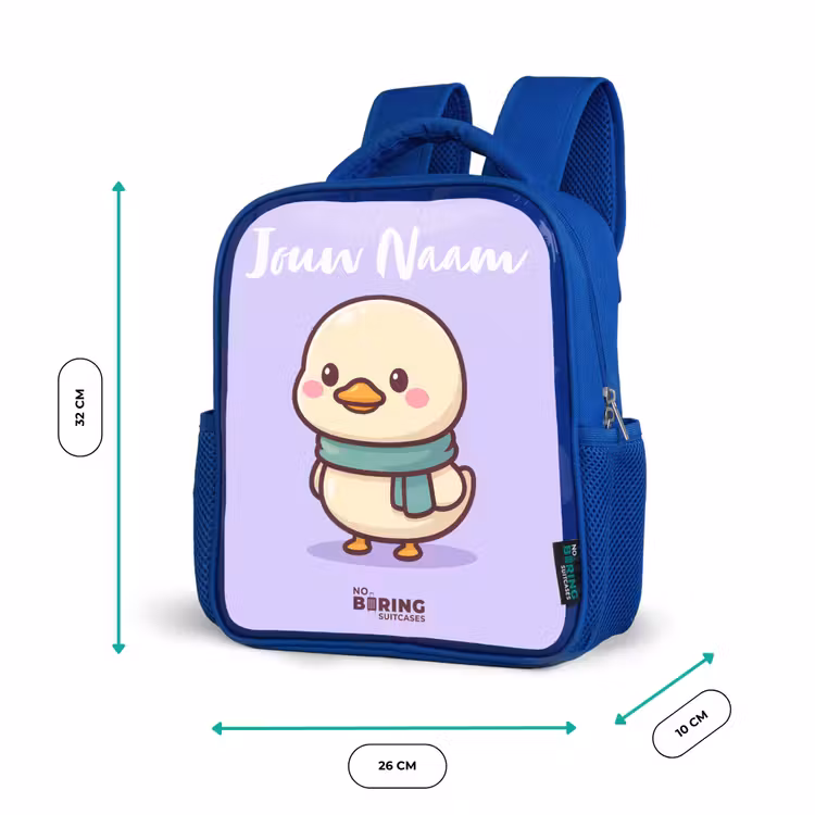 Kinderrugzak met naam - Blauw - Kawai - Eend - Sjaal — 5