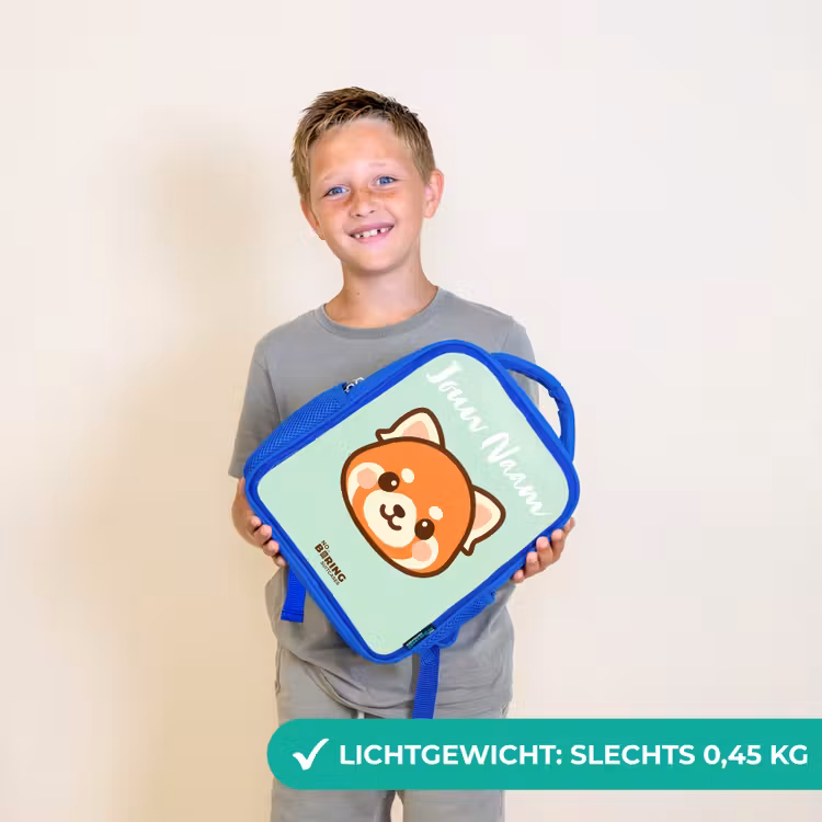 Kinderrugzak met naam - Blauw - Kawai - Rode panda - Groen β 2