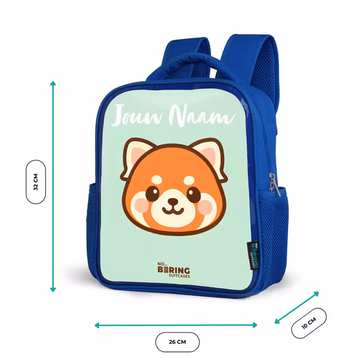 Kinderrugzak met naam - Blauw - Kawai - Rode panda - Groen β 5