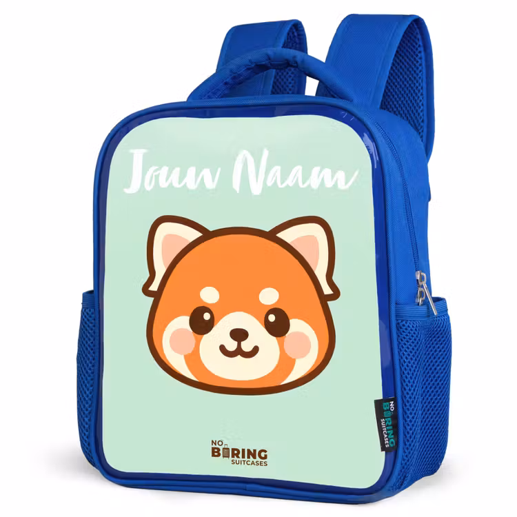 Kinderrugzak met naam - Blauw - Kawai - Rode panda - Groen β 7
