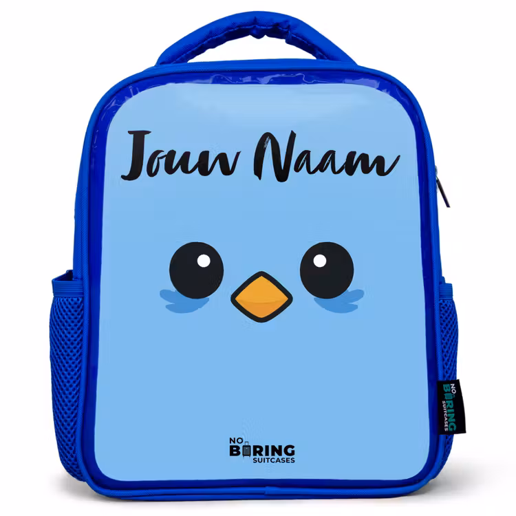 Kinderrugzak met naam - Blauw - Kawai - Vogel - Blauw — 1