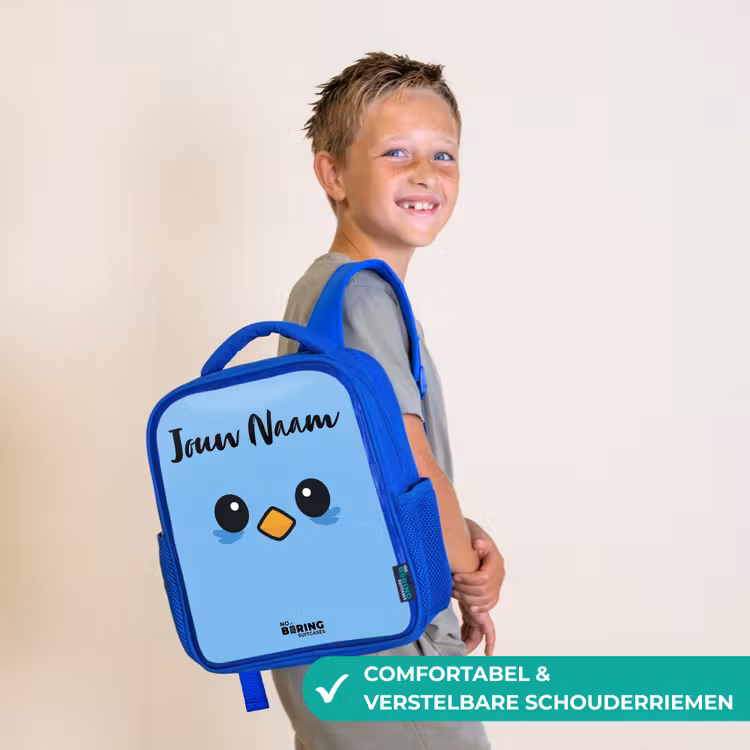 Kinderrugzak met naam - Blauw - Kawai - Vogel - Blauw — 4