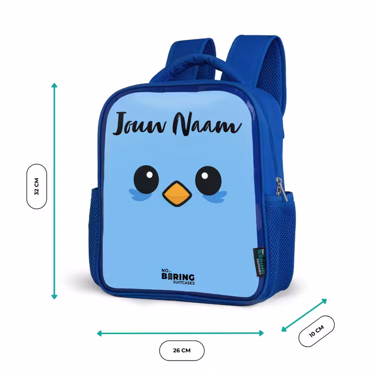 Kinderrugzak met naam - Blauw - Kawai - Vogel - Blauw — 5