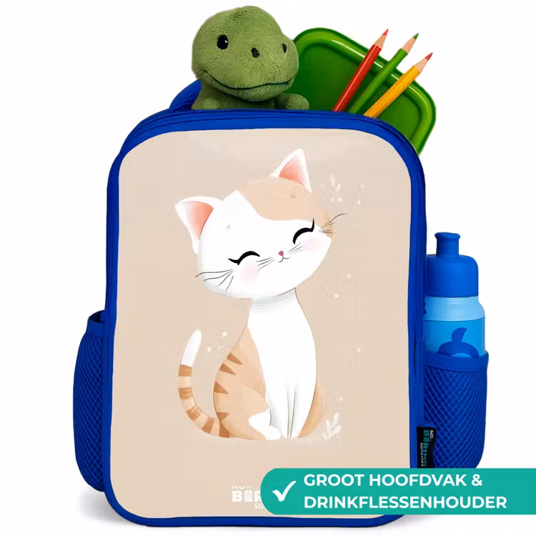 Kinderrugzak - Blauw - Kitten in de kleuren beige en wit — 6