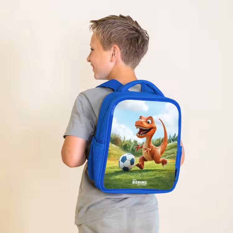 Kinderrugzak - Blauw - Voetbal - Dino - Sport — 3