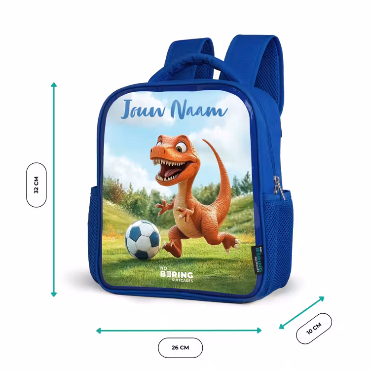 Kinderrugzak met naam - Blauw - Voetbal - Dino - Sport — 5