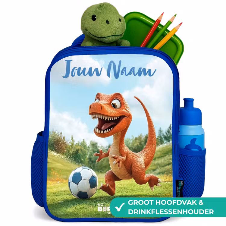 Kinderrugzak met naam - Blauw - Voetbal - Dino - Sport — 6