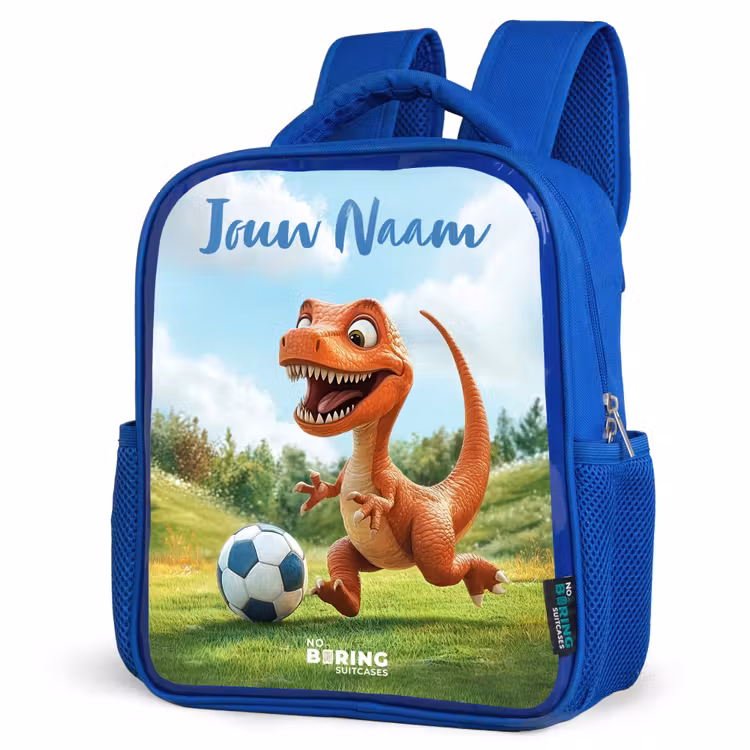 Kinderrugzak met naam - Blauw - Voetbal - Dino - Sport — 7