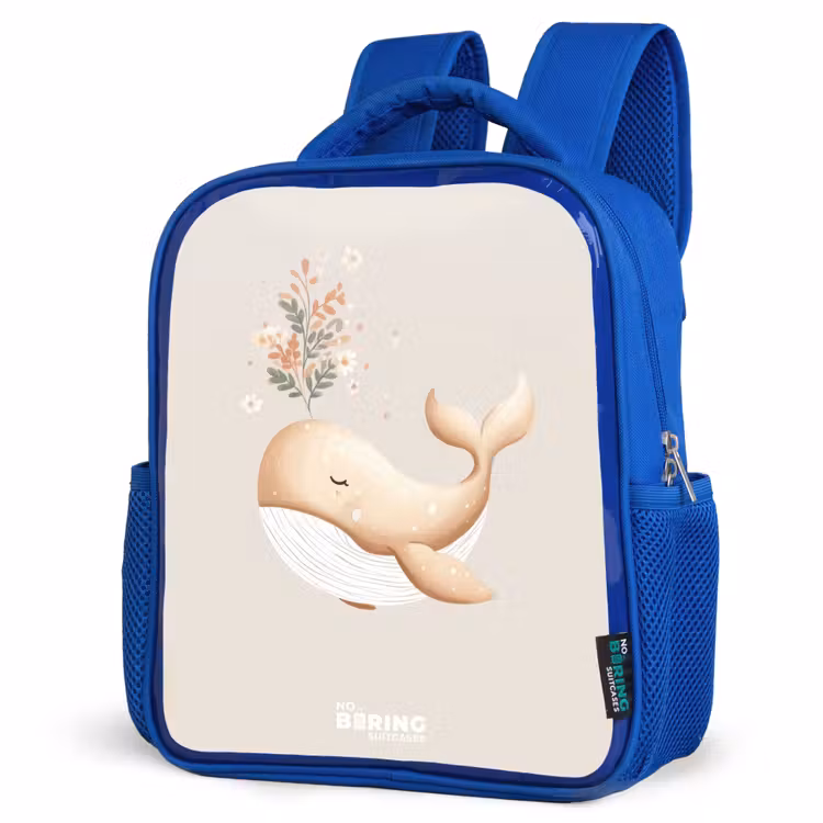 Kinderrugzak - Blauw - Walvis in pastel beige kleuren — 7