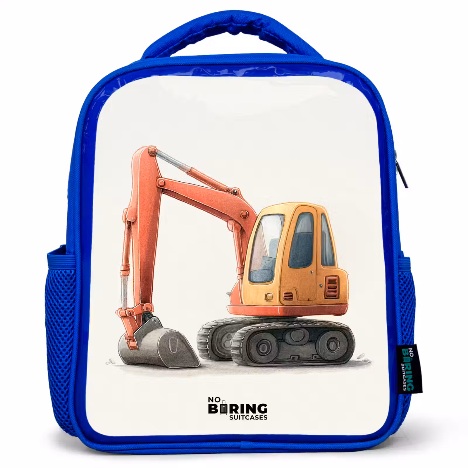 Kinderrugzak - Blauw - Graafmachine - Getekend - Oranje — 1