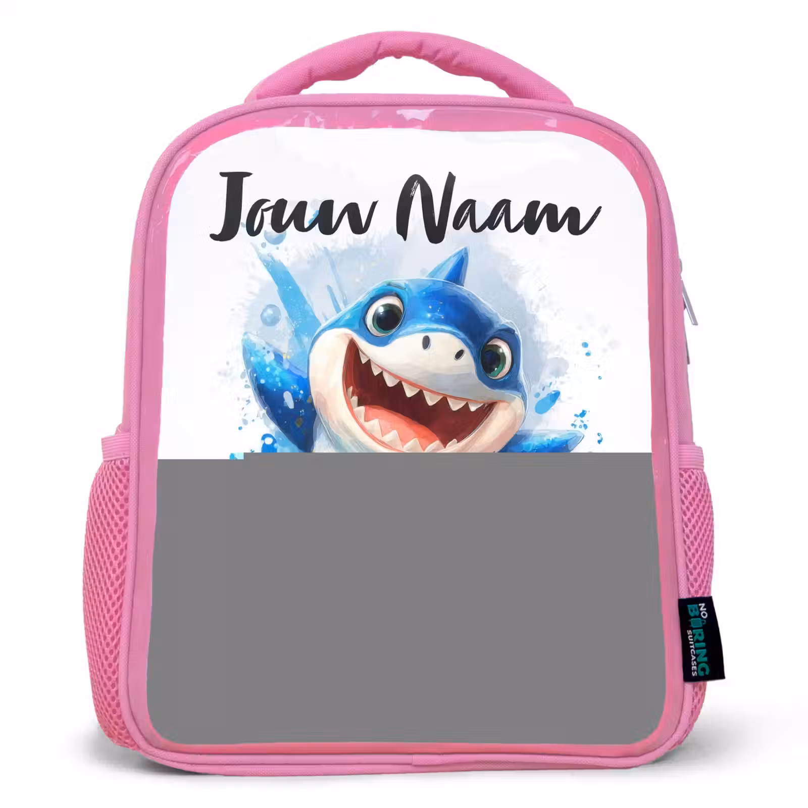 Kinderrugzak met naam - Roze - Haai - Tanden - Water — 1