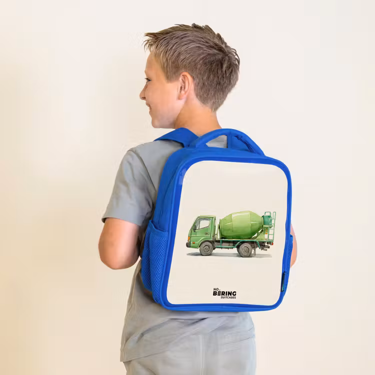 Kinderrugzak - Blauw - Betonmixer - Getekend - Groen — 3