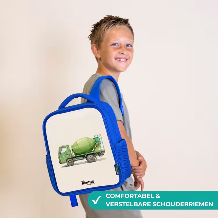 Kinderrugzak - Blauw - Betonmixer - Getekend - Groen — 4