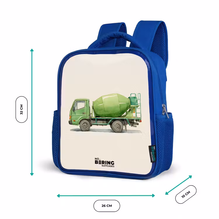 Kinderrugzak - Blauw - Betonmixer - Getekend - Groen — 5