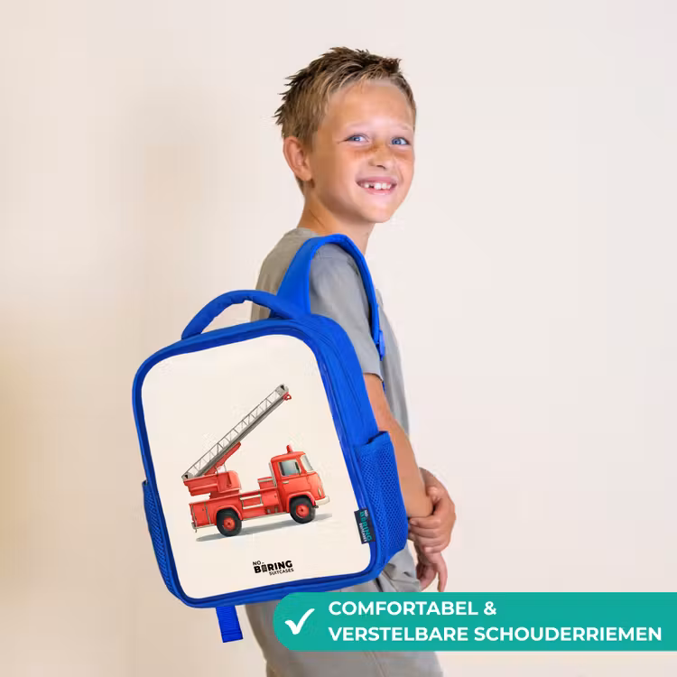 Kinderrugzak - Blauw - Brandweerwagen - Getekend - Rood — 4