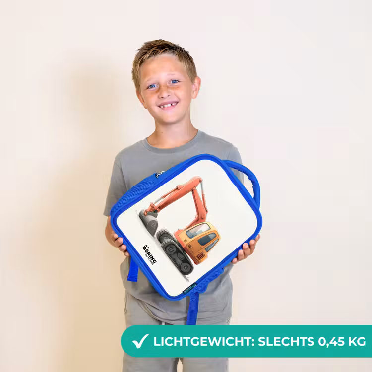 Kinderrugzak - Blauw - Graafmachine - Getekend - Oranje — 2