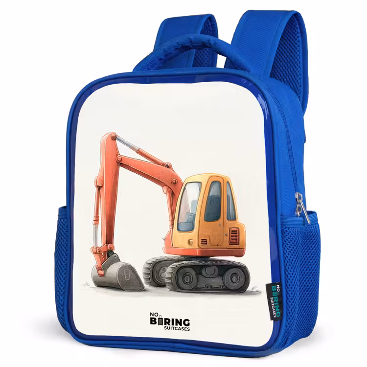 Kinderrugzak - Blauw - Graafmachine - Getekend - Oranje — 7