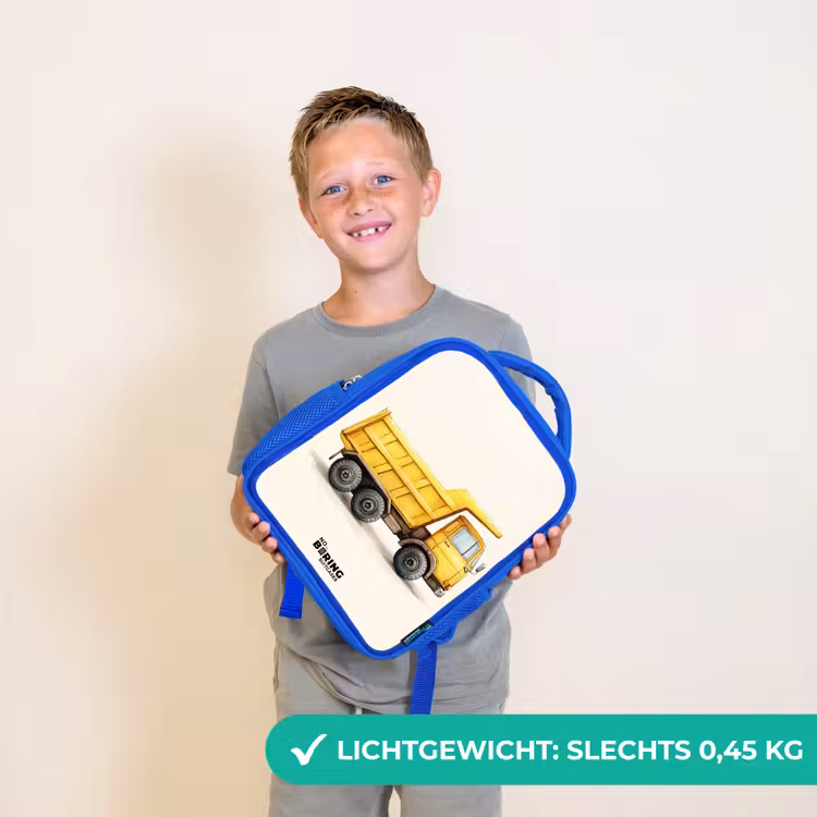 Kinderrugzak - Blauw - Kiepwagen - Getekend - Geel — 2