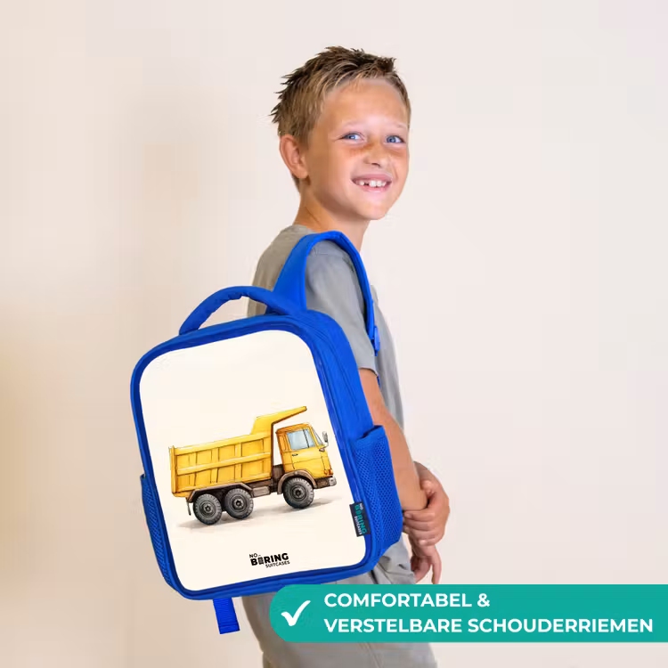 Kinderrugzak - Blauw - Kiepwagen - Getekend - Geel — 4
