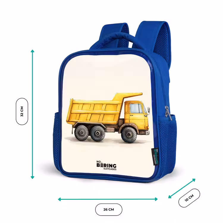 Kinderrugzak - Blauw - Kiepwagen - Getekend - Geel — 5