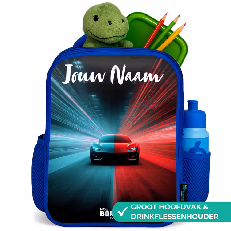 Kinderrugzak met naam - Blauw - Sportauto - Blauw - Neon - Stad β 6